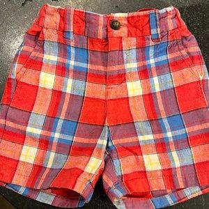 Janie and Jack linen pull on plaid shorts
